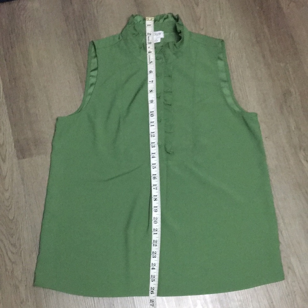 J. Crew Womens Green Sleeveless Ruffled Top (Size 6) - Picture 11 of 13